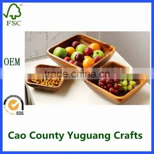 Antique Fruit Bowl Large Wood Square Fruit Serving Bowl thumbnail-5