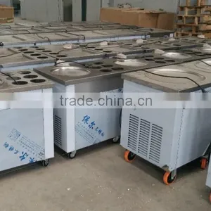 2016 CE Approved Factory Supply Commercial Double Flat Pan Fried Ice Cream Machine, Thailand Fry Ice thumbnail-1