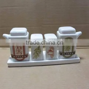 High Quality Ceramic Salt & Pepper Set With Juice Pot thumbnail-1