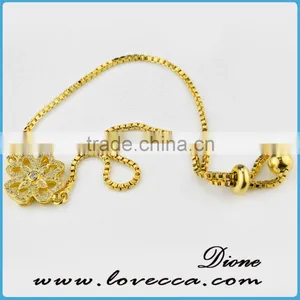 Dubai Gold Jewelry Bracelet 24k Gold Thin Chain Micro Pave Zircon Chain Link Bracelet thumbnail-1