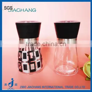 Glass Salt Spice Condiment Jar With Black Grinder Cap thumbnail-1