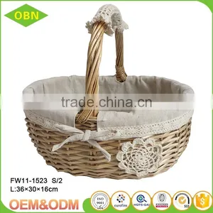 Wholesale Cheap Handmade Willow Woven Wicker Fruits Basket With Handle thumbnail-3