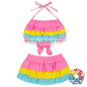 2017 New Arrival Summer Girls Colorful Ruffle Bikini Swimming Wear thumbnail-1