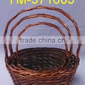 Brown Willow Basket For Flowers With Handle thumbnail-1