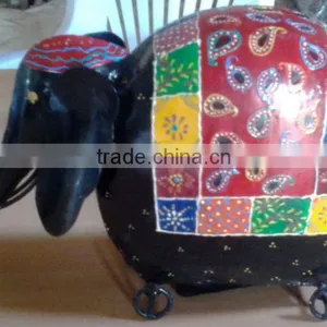 IRON PAINTED ELEPHANT MONEY BANK thumbnail-1