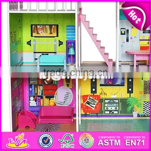 2017 Best Gift Set Luxurious Wooden Kids Doll House With Furniture W06A246 thumbnail-3
