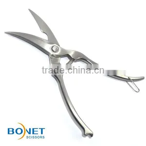 SPO0007 LFGB Certificated 10" Kitchen Shears 3cr15 Heavy Poultry All Steel With Spring and Lock thumbnail-4