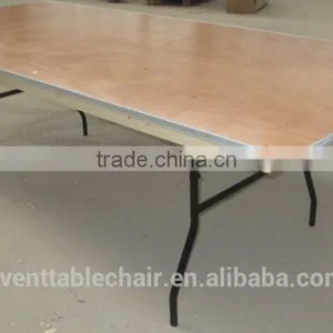 Used Plywood Banquet 6ft Round Wooden Folding Tables Wholesale for Banquet Party Event thumbnail-4