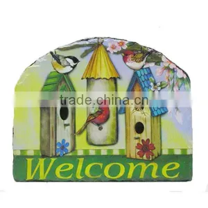 Hot Sale Bird House Flower Wreath Printed Slate Blackborad Plaque Garden Decorations thumbnail-1