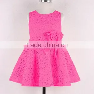 2015 Summer Princess Red-pink Baby Girls Dress Child Wear Flower Kids Clothes Sleeveless Tutu Toddler Dresses for Girl 3-8 Age thumbnail-2