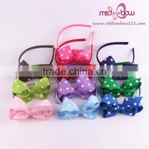 Dot Hair Bows Headbands for Baby Girls thumbnail-5