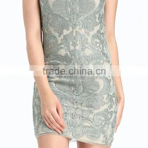 2017 Latest Design Photo For Lady Midi Embroidered Dress thumbnail-3
