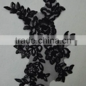 Color Corded Embroidery Bridal Lace Applique Wedding Dresses DIY Lace Applique Motif Corded & Embroidered Lace Applique thumbnail-3