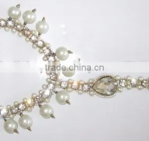 PEARL CRYSTAL Beads Payal ANKLETS Pair Feet Barefoot Sandal Toe Ring thumbnail-3