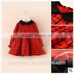 High Quality Red Plaid Long Sleeve Designer One Piece Children Princess Dress thumbnail-2