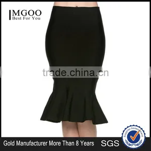 MGOO New Arrival Cotton White Mermaid Skirt For Women High Waist Stretch Black Dress For Women thumbnail-1