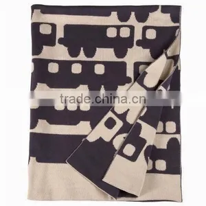 Trade Assurance Jacquard 100%cotton Velour Throw Custom Baby Swaddle Knitted Blanket thumbnail-1