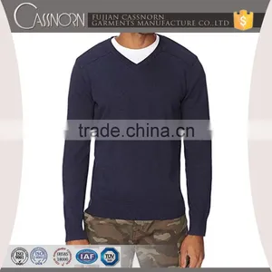 Autumn Cotton V-neck Pullover Men Sweater Hand Made Designs thumbnail-1