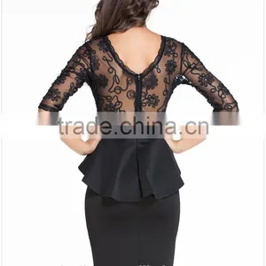 2016 OEM Customized Black One Piece Fashion Office Lady Women Dress Womens Wear thumbnail-2