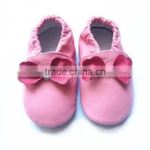 Manufacture Price of Pink Bow Baby Girls Shoes,genuine Leather Baby Shoes thumbnail-1
