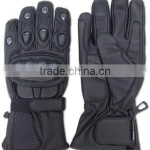 Black Leather Motorcycle Gloves thumbnail-1