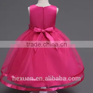 2017 New Arrival Kids Fancy Wedding Matt Satin Dress Baby Girl Evening Party Skirt thumbnail-2