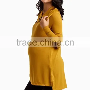 New Trendy Women Blouse Yellow Button Knit Women Tunic for Maternity 2016 thumbnail-3