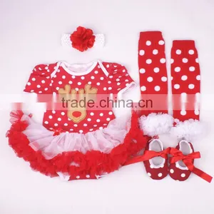 Wholesale 2015 New 4pcs 0-12M Christmas Cotton Baby Romper Set thumbnail-3