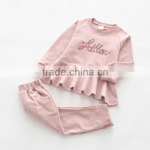 Wholesale Autumn Words Printing Casual Style Cotton Girls Boutique Clothing Set thumbnail-2