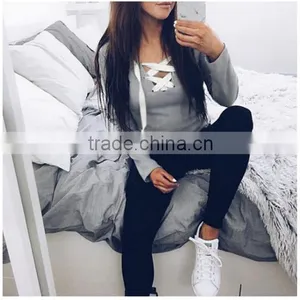 Selling V-neck Cross Bind Coat Long Sleeve Shirt thumbnail-3