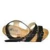 OEM / ODM 9cm Heels PU Upper / Lining Material Black Size 36-41 Ladies Wedge Sandals thumbnail-1