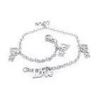 Silver Five Pieces Word Of Love Charm Anklet Bracelet Stainless Steel Jewelry For Ladies thumbnail-1