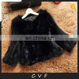 High Quality Winter Fashion Fur Overcoat Black Raccoon Fur Clothing thumbnail-1