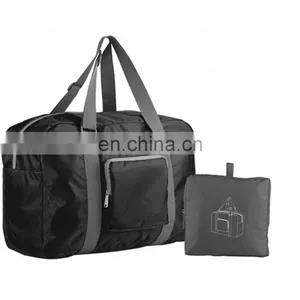 Black Printed Lightweight Water Resistant Travel Folding Gym Bag thumbnail-1