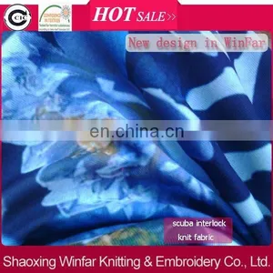 Shaoxing Winfar Textile Digital Printing Flower Patterned Thick Scuba Fabric thumbnail-1