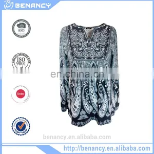 Stock Exotic Embroidery Long Sleeve Blouse Ethnic Paisley Printed Women Top thumbnail-1