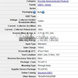 Electronic Market Dubai IRG4PH50UDPBF IGBT 1200V 45A 200W TO247AC thumbnail-3