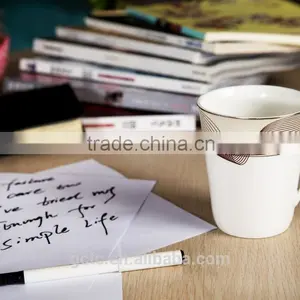 Luxurious Bone China Brown Mug With Net Design thumbnail-1
