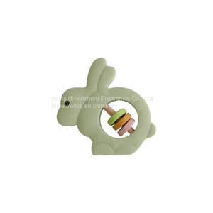 Cute Rabbit Wood Silicone Baby Teether Toys thumbnail-5