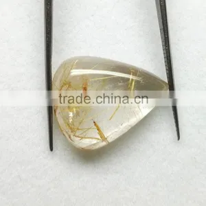 Amazing Loose Rutile Cabochon Pear Gemstone / Yellow Rutile Cabs Stone / Smooth Rutile thumbnail-1