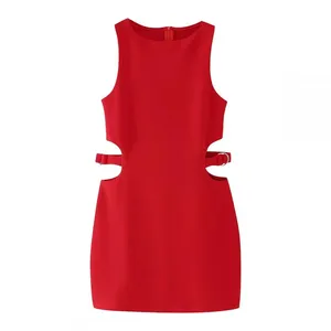 Elegant and Fashionable, This Minimalist Velvet Mini Halter Dress is a Must-have. thumbnail-2
