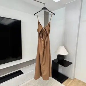 European and American Style Sexy Backless V-neck Slim Fit Hanging Flute Dress thumbnail-2