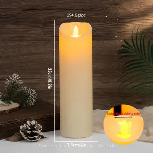 Remote Control LED Candles – Flameless, Battery Operated With Flickering Flame, Real Wax Pillars in Size Specifications Sets/Packs for Wedding Decor thumbnail-4