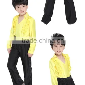 Promotion Fashion Long Sleeve and Pants Children Ballroom Dance Practice Costume for Boys Latin Jazz Dance Wear thumbnail-3