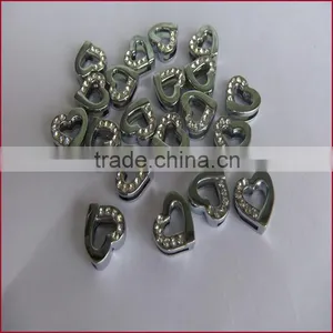 Special Price 10mm Half Rhinestone Heart Slide Charms for Pet Collar thumbnail-2