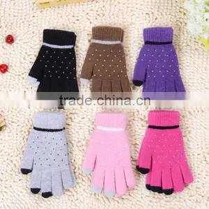 Fashion Warm Knitted Gloves, Touch Screen Gloves, Full Finger Woollen Gloves thumbnail-1