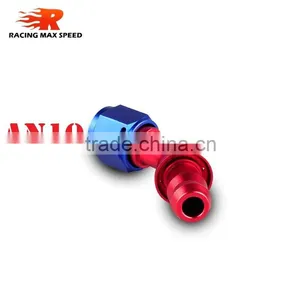 Aluminum Oil Cooler Push on Fitting 45 Degree Push on Hose End Blue and Red 10-045-10 thumbnail-1