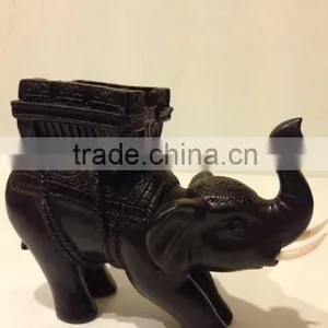 Thai Elephant Resin With Light Holder and Tusk thumbnail-1