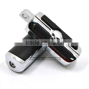 BJ-FP216-051 Chrome Billet Aluminum Foot Pegs Pedal for Serrated Harley Davidson Style thumbnail-4