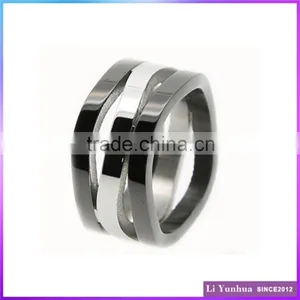 Stainless Steel Laser-cut Three-in-one Square Rings thumbnail-1